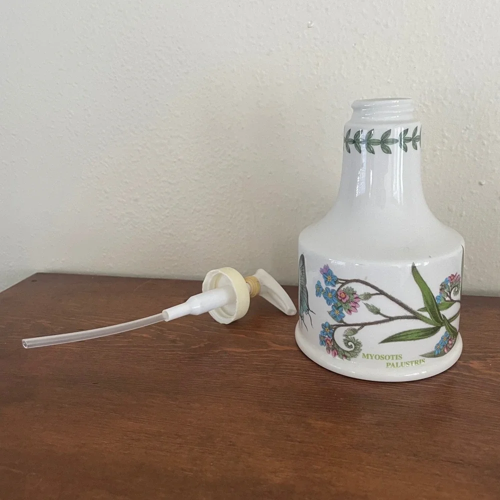 Vtg Portmeirion Botanic Garden Soap Lotion Dispenser Butterfly Made in Britain